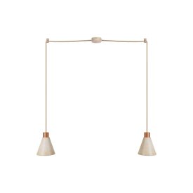 2-light pendant lamp with wooden conical lampshades