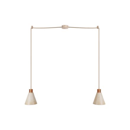 2-light pendant lamp with wooden conical lampshades
