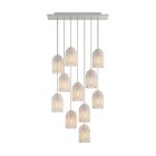 11-light pendant lamp with 675 mm rectangular XXL Rose-One, fabric cable and metal Ghostbell lampshade