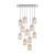11-light pendant lamp with 675 mm rectangle XXL Rose-One, fabric cable and metal Ghostbell lampshade