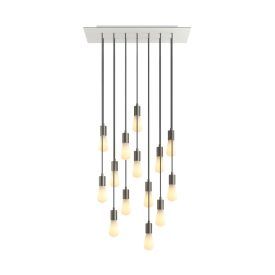   14-light pendant lamp with 675 mm rectangular XXL Rose-One, fabric cables and metal coating