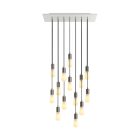 14-light pendant lamp with 675 mm rectangular XXL Rose-One, fabric cables and metal coating