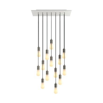  14-light pendant lamp with 675 mm rectangular XXL Rose-One lamp, fabric cable and metal surface
