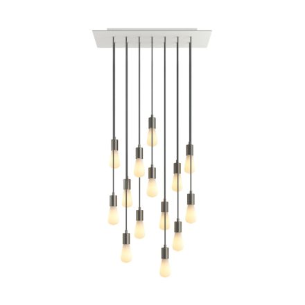 14-light pendant lamp with 675 mm rectangular XXL Rose-One, fabric cables and metal coating