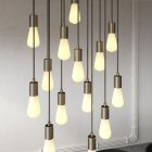 14-light pendant lamp with 675 mm rectangular XXL Rose-One, fabric cables and metal coating