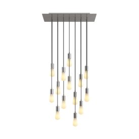   14-light pendant lamp with 675 mm rectangular XXL Rose-One, fabric cables and metal coating