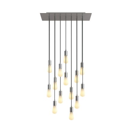  14-light pendant lamp with 675 mm rectangular XXL Rose-One lamp, fabric cable and metal surface