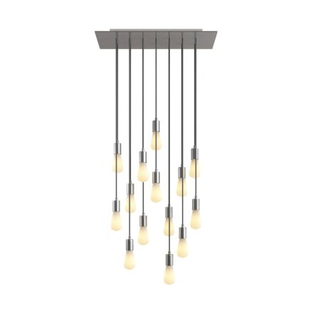 14-light pendant lamp with 675 mm rectangular XXL Rose-One, fabric cables and metal coating