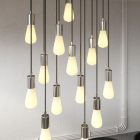 14-light pendant lamp with 675 mm rectangular XXL Rose-One, fabric cables and metal coating