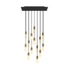 14-light pendant lamp with 675 mm rectangular XXL Rose-One, fabric cables and metal coating