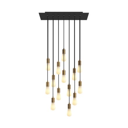 14-light pendant lamp with 675 mm rectangular XXL Rose-One, fabric cables and metal coating