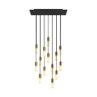 14-light pendant lamp with 675 mm rectangular XXL Rose-One, fabric cables and metal coating