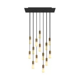   14-light pendant lamp with 675 mm rectangular XXL Rose-One, fabric cables and metal coating