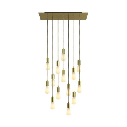 14-light pendant lamp with 675 mm rectangular XXL Rose-One, fabric cables and metal coating