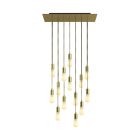 14-light pendant lamp with 675 mm rectangular XXL Rose-One, fabric cables and metal coating