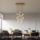 14-light pendant lamp with 675 mm rectangular XXL Rose-One, fabric cables and metal coating