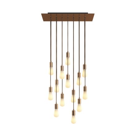 14-light pendant lamp with 675 mm rectangular XXL Rose-One, fabric cables and metal coating