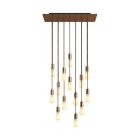 14-light pendant lamp with 675 mm rectangular XXL Rose-One, fabric cables and metal coating