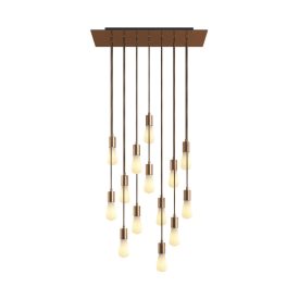   14-light pendant lamp with 675 mm rectangular XXL Rose-One, fabric cables and metal coating