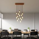 14-light pendant lamp with 675 mm rectangular XXL Rose-One, fabric cables and metal coating