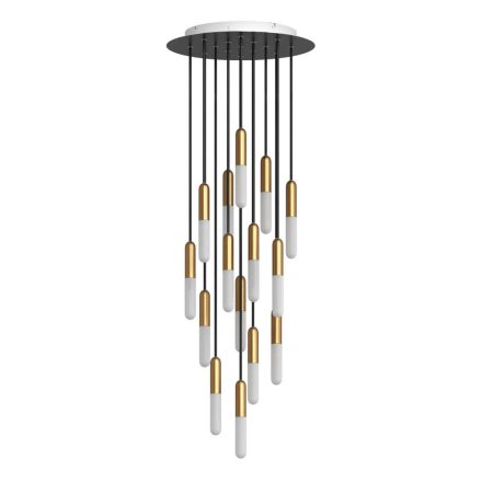 Italian-made pendant lamp with 15 pendants, bulbs, P-Light and 400 mm Rose-One ceiling rosette