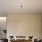 2-light multifunctional pendant lamp with fabric cables and metal surfaces