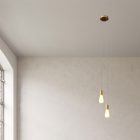 2-light multifunctional pendant lamp with fabric cables and metal surfaces