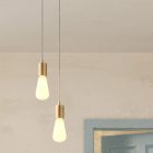2-light multifunctional pendant lamp with fabric cables and metal surfaces