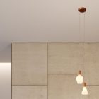 2-light multifunctional pendant lamp with fabric cables and metal surfaces