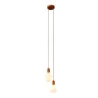 2-light multifunctional pendant lamp with fabric cables and metal surfaces