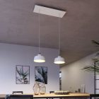 2-light pendant lamp with 675 mm rectangular XXL Rose-One, fabric cable and Coppa lampshade