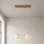  Light pendant lamp 675 mm rectangular XXL Rose-One with fabric cable and Dome XS lampshade