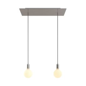   2-light pendant lamp with 675 mm rectangular XXL Rose-One, fabric cable and metal coating