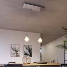 2-light pendant lamp with 675 mm rectangular XXL Rose-One, fabric cable and metal coating