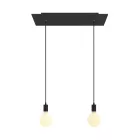 2-light pendant lamp with 675 mm rectangular XXL Rose-One, fabric cable and metal coating