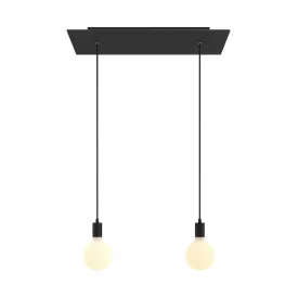   2-light pendant lamp with 675 mm rectangular XXL Rose-One, fabric cable and metal coating