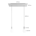 2-light pendant lamp with 675 mm rectangular XXL Rose-One, fabric cable and metal coating