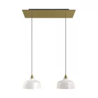 2-light pendant lamp with 675 mm rectangular XXL Rose-One, fabric cable and Coppa lampshade