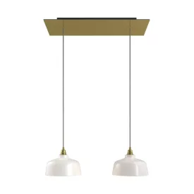   2-light pendant lamp with 675 mm rectangular XXL Rose-One, fabric cable and Coppa lampshade
