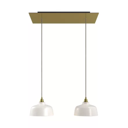 2-light pendant lamp with 675 mm rectangular XXL Rose-One, fabric cable and Coppa lampshade
