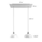 2-light pendant lamp with 675 mm rectangular XXL Rose-One, fabric cable and Coppa lampshade