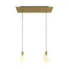 2-light pendant lamp with 675 mm rectangular XXL Rose-One, fabric cable and metal coating