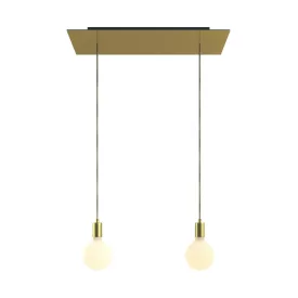   2-light pendant lamp with 675 mm rectangular XXL Rose-One, fabric cable and metal coating