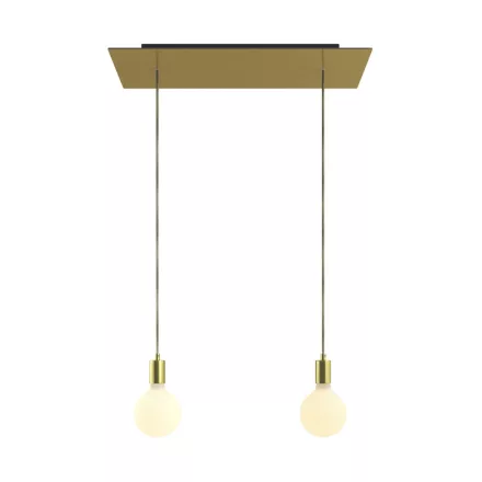 2-light pendant lamp with 675 mm rectangular XXL Rose-One, fabric cable and metal coating