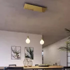 2-light pendant lamp with 675 mm rectangular XXL Rose-One, fabric cable and metal coating