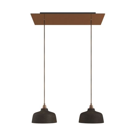  2-light pendant lamp 675 mm rectangular with XXL Rose-One, fabric cable and Coppa lampshade