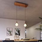 2-light pendant lamp with 675 mm rectangular XXL Rose-One, fabric cable and metal coating