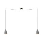 Spider – 2-light multifunctional pendant lamp Made in Italy with fabric cables and concrete lampshade