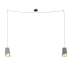 Spider – 2-light multifunctional pendant lamp Made in Italy with fabric cables and concrete lampshade