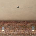 Spider – 2-light multifunctional pendant lamp Made in Italy with fabric cables and concrete lampshade